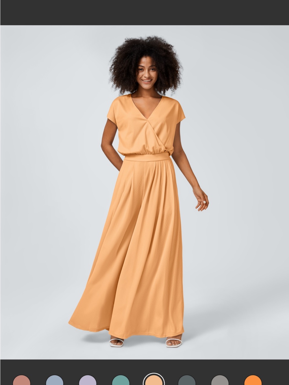 Halara V Neck Short Sleeve Side Pocket Wide Leg Flowy Waffle Casual Jumpsuit